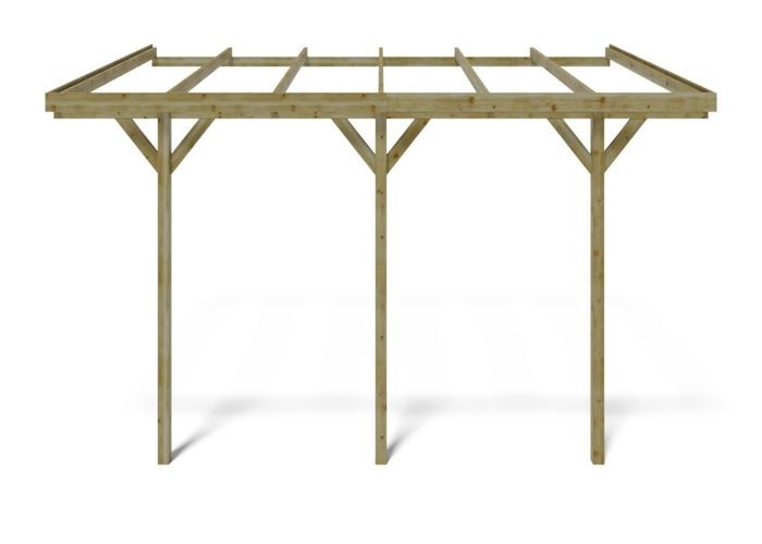 Cochera, cobertizo para coche 3x5,24 m - 15 m2 - adosado - CAR6