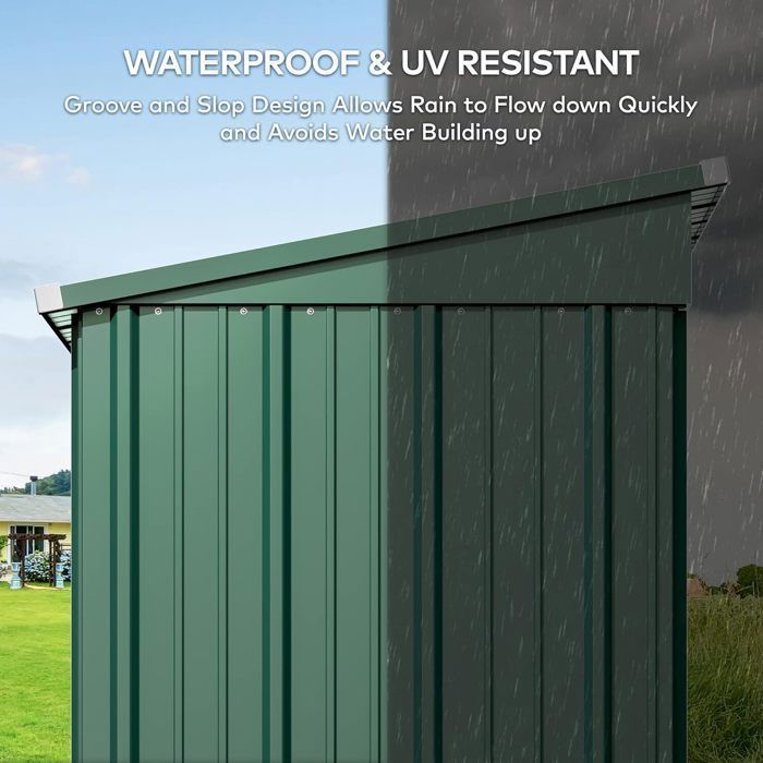 Caseta de jardín - BEALIFE - Metal - Acero galvanizado - 162 x 94 x 182 cm - Verde