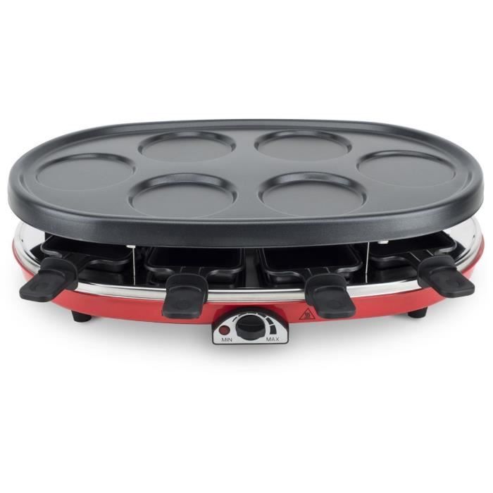 HKOENIG 4-in-1 Raclette Grill - RP418 - Geschikt voor maximaal 8 personen - 3 verwisselbare platen - Instelbare temperatuur - 1500W