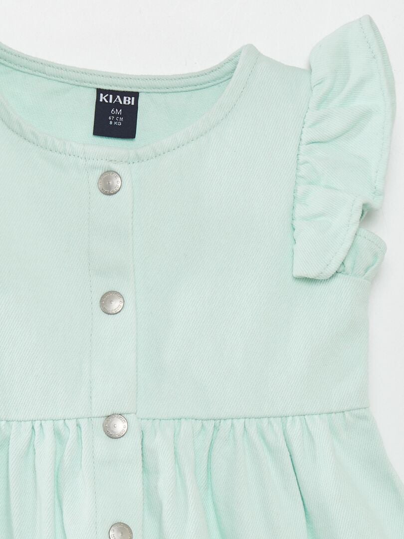 Uitlopende jurk met ruches - blauw