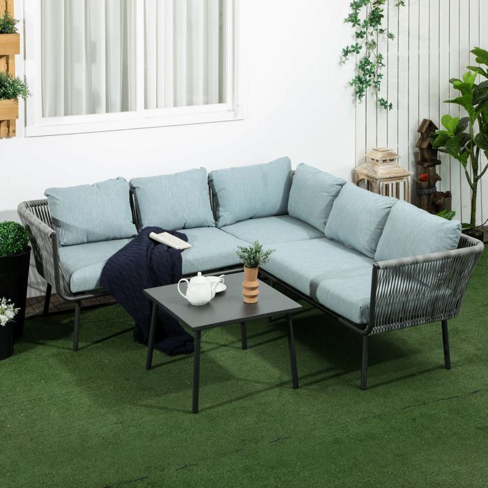 Outsunny – Gartenmöbelset – Aluminium – 120 x 71 x 65 cm – Grau