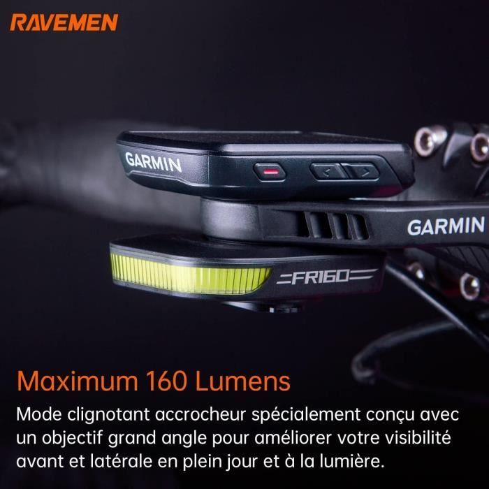 Ciclocomputador - RAVEMEN - FR160 - Compatible con Garmin/Wahoo - Resistente al agua IPX6 - 6 modos de iluminación
