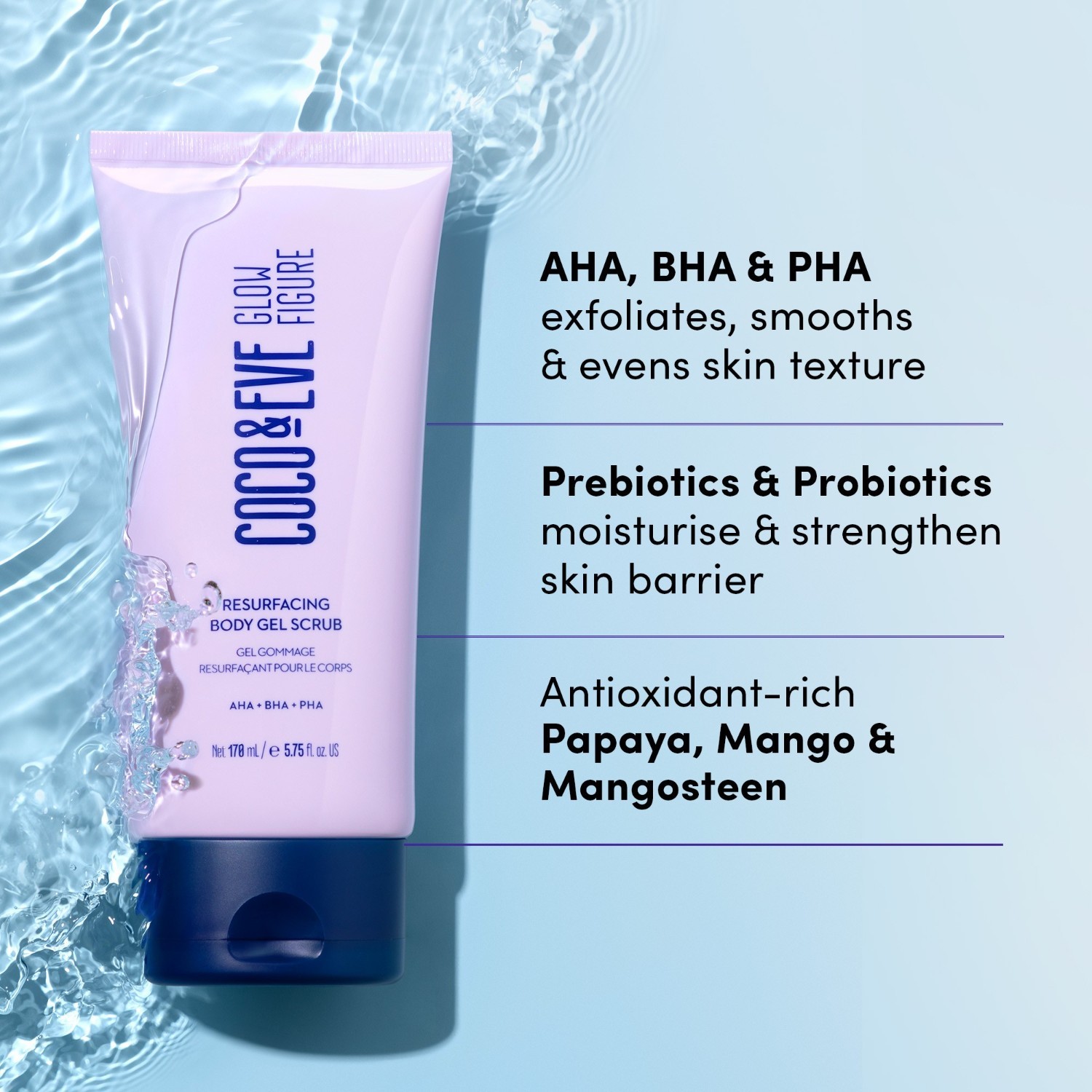 Coco & Eve Glow гел за тело, пилинг за тело за подмлађивање фигуре – 170 мл