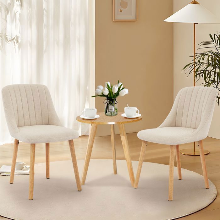 LOT DE 4 - CHAISE DE SALLE A MANGER - SALUT-Scandinave-BEIGE
