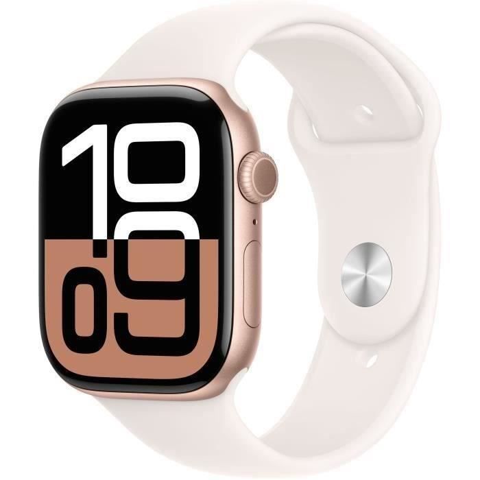 Apple Watch Series 10 GPS + Cellular - 46mm - Aluminium Rose Gold - Bracelet Light Blush M/L (2024) - Reconditionné - Excellent état