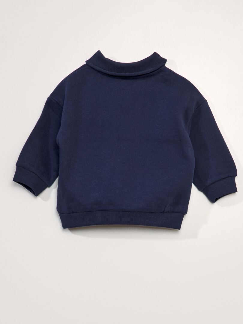 Polo-stijl sweatshirt - ZWART