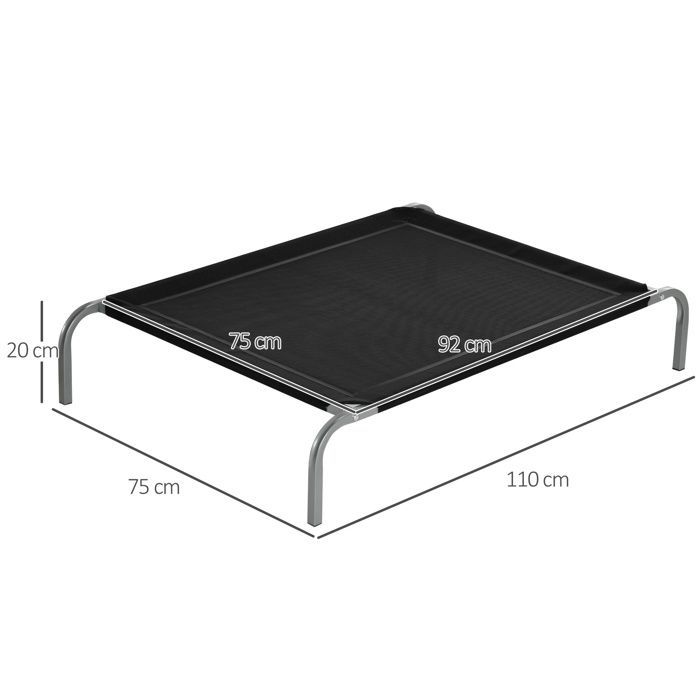 Honden-/kattenmand - PawHut - Extra Comfort - Op poten - Microgeperforeerd Textilene - 110 x 75 x 20 cm - Zwart
