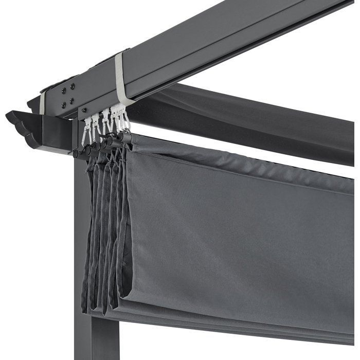 Pergola toit rétractable - KIBA - Structure en acier - Toile en polyester - Gris - 3 x 3 m
