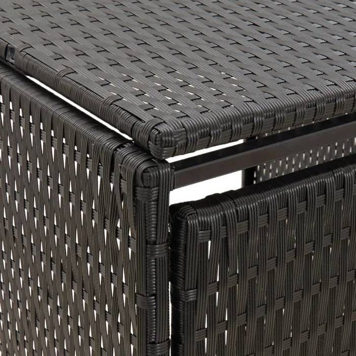 BEST SELLER Abri pour poubelle triple Noir 207x80x117 cm Résine tressée - Cache-conteneurs à déchets - 7162979