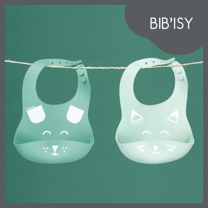 Babymoov BIB'ISY siliconen slabbetjesset van 2, met voorvak