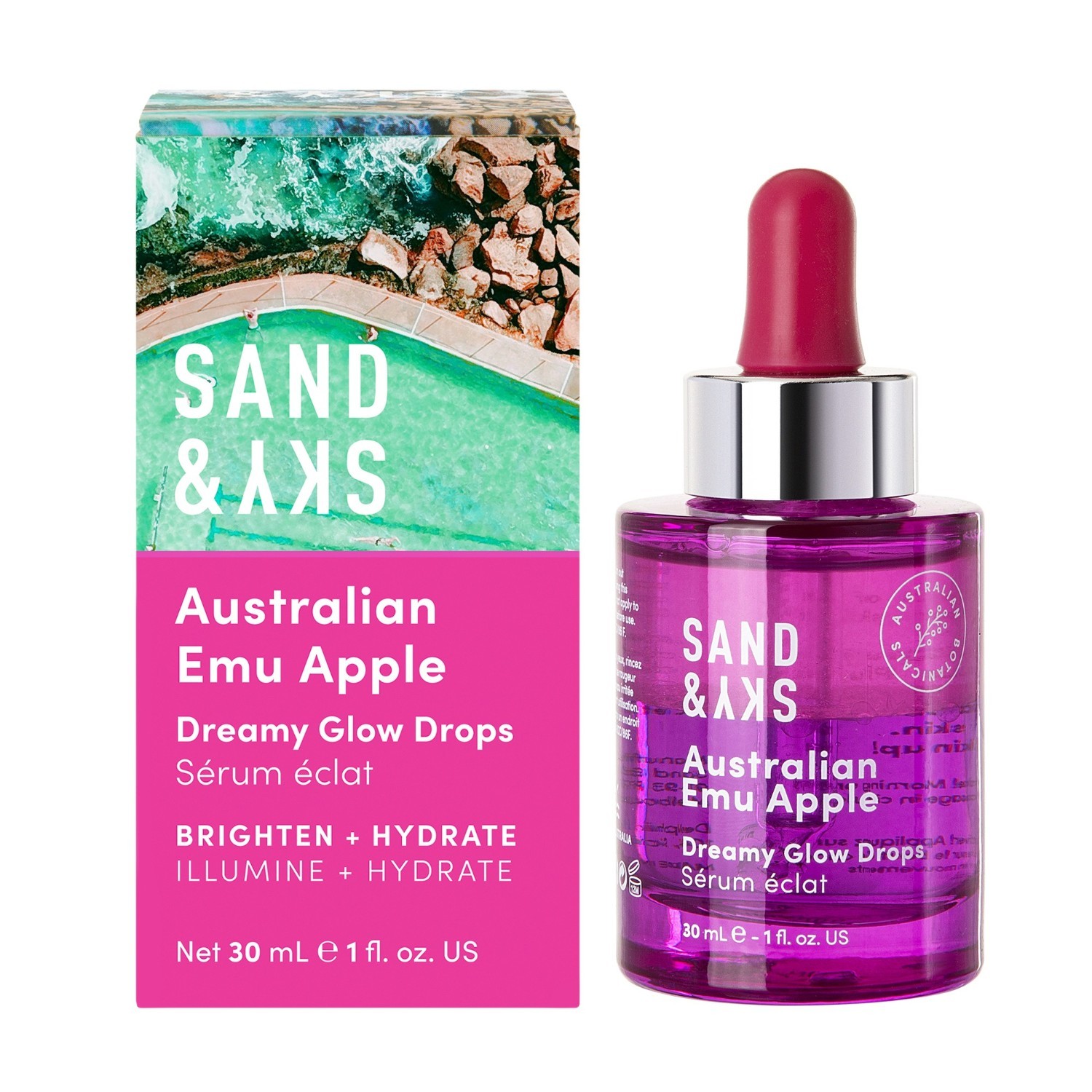Sérum Sand & Sky Glow s austrálskym jablkom Emu – kvapky Dreamy Glow – 30 ml