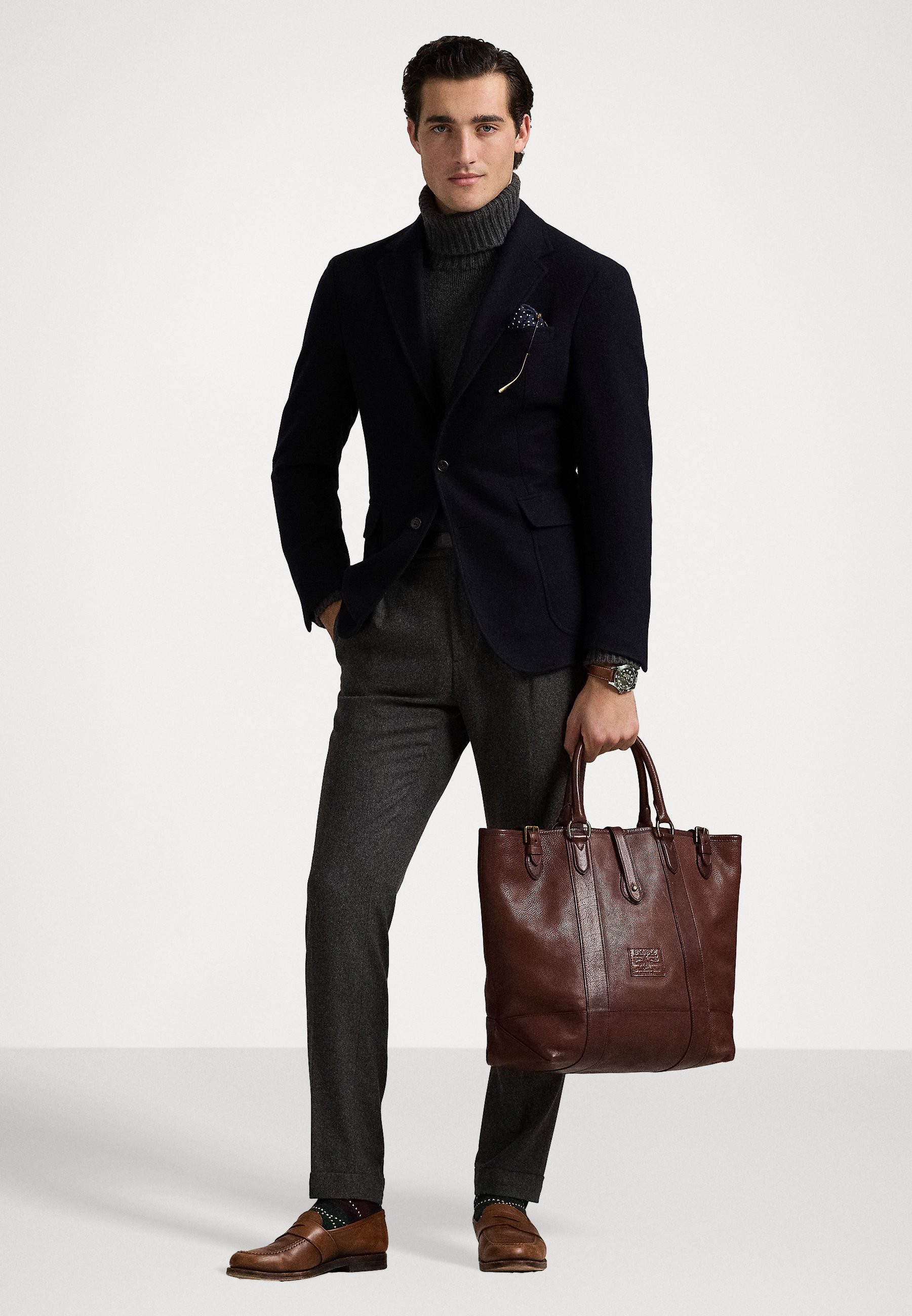Polo Ralph Lauren HERITAGE LEATHER TOTE - Håndveske - brown