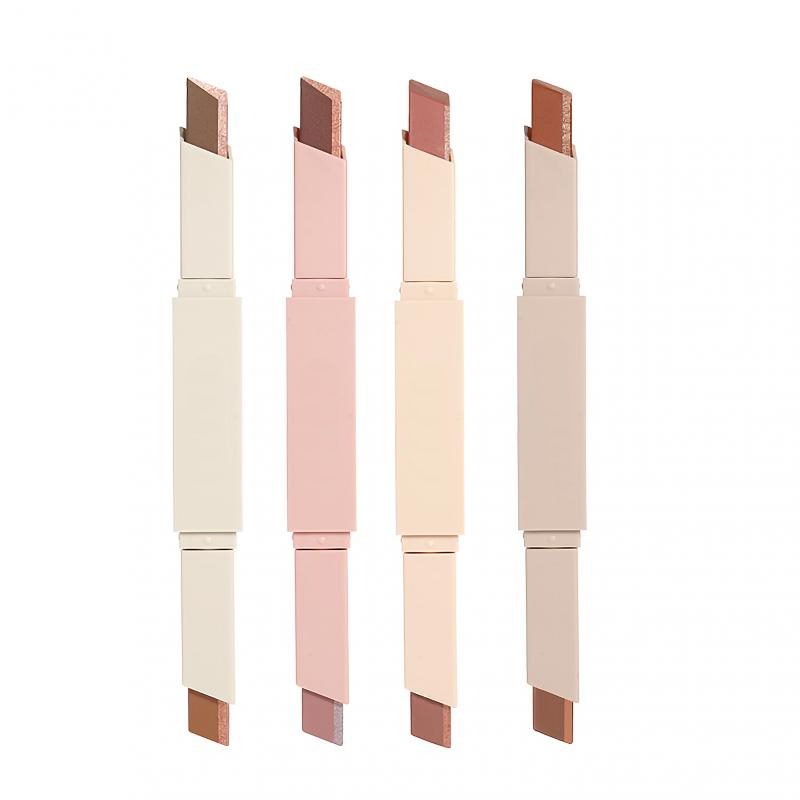 1 stylo ombre à paupières double embout stéréo dégradé scintillant couleur terre, maquillage waterproof, cosmétiques TSLM1