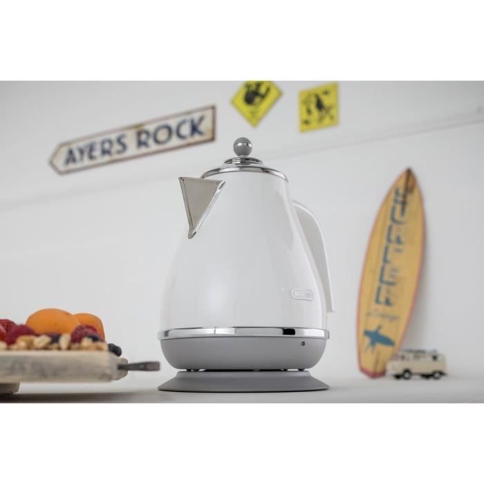 Hervidor DELONGHI ICONA CAPITALS - 1,7 L - Acero inoxidable - Base extraíble y giratoria 360° - Filtro antical - Blanco