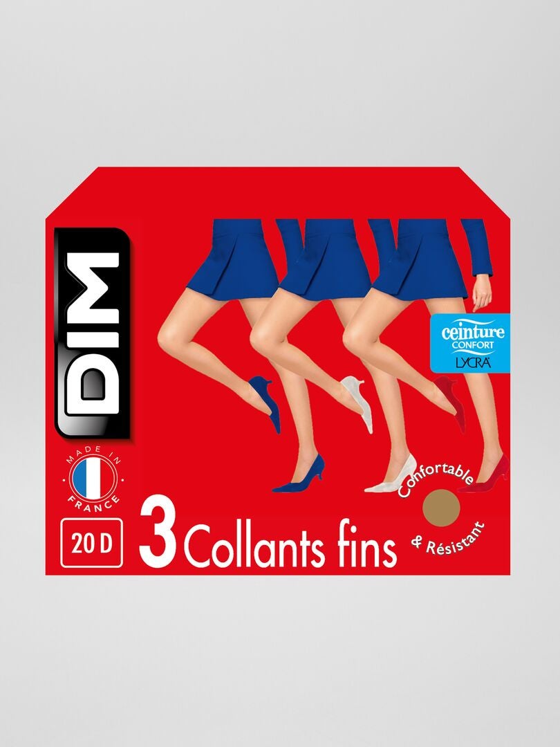 Conjunto de 3 meias-calças 'DIM' 20D - MARROM