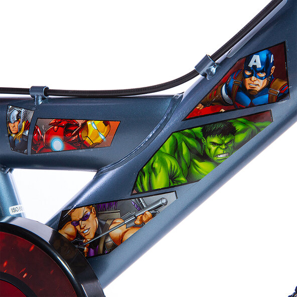 Avengers barncykel, 12 tum, grå/svart