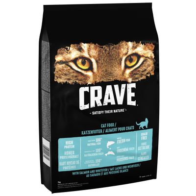 CRAVE Trockenfutter für ausgewachsene Katzen mit Lachs und Weißfisch
