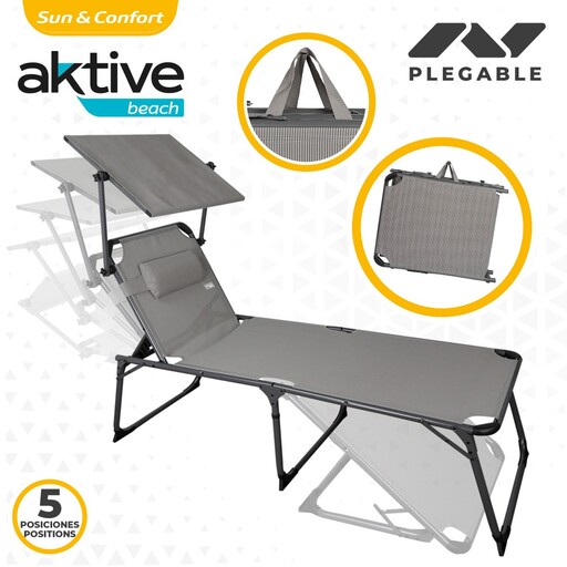 Transat pliant Aktive avec pare-soleil et coussin