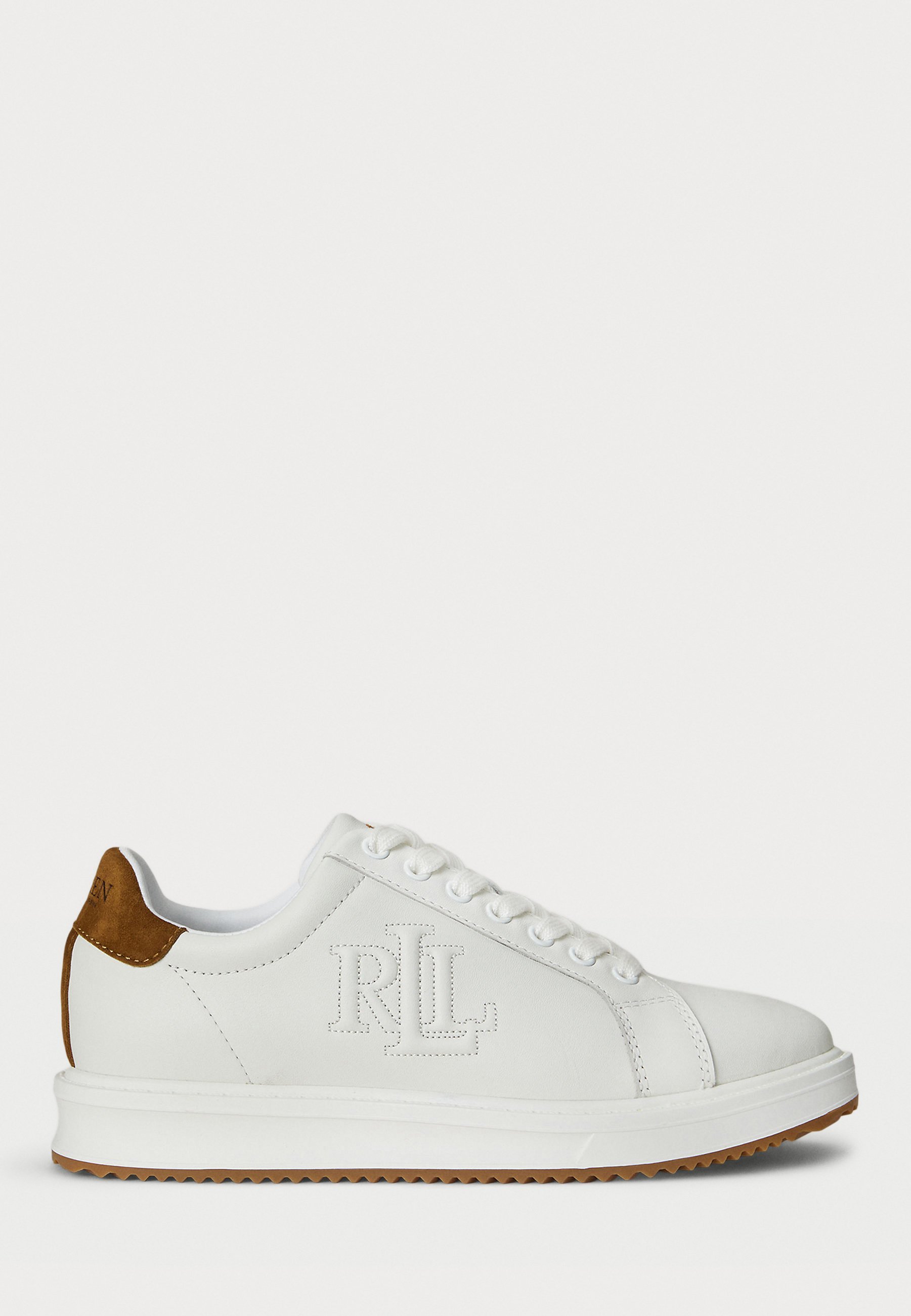Baskets Lauren Ralph Lauren AINSLEY bicolores en cuir et daim - blanc neige/beige