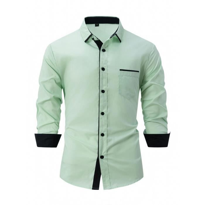 Camicia da uomo a maniche lunghe slim fit, elegante e casual, con taschino a contrasto - bordeaux