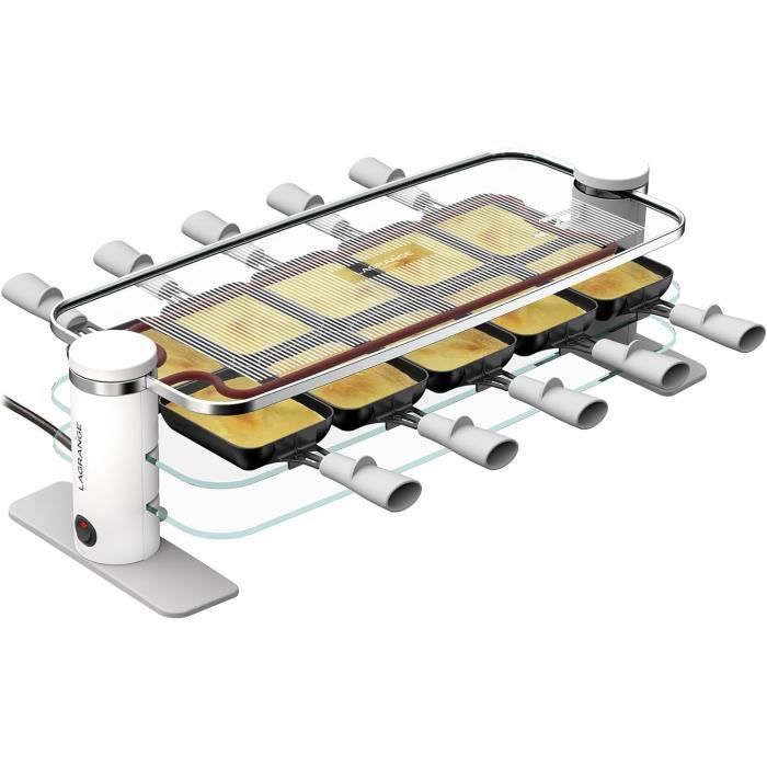 Raclettegrill - LAGRANGE - 10 personen - 1200 W - Verwijderbaar glas - Geïntegreerde pannenhouder