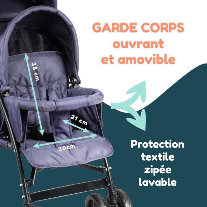 Passeggino doppio BAMBISOL - 6-36 mesi per il sedile anteriore (max 15 kg) e 0-36 mesi (max 15 kg) per il sedile posteriore