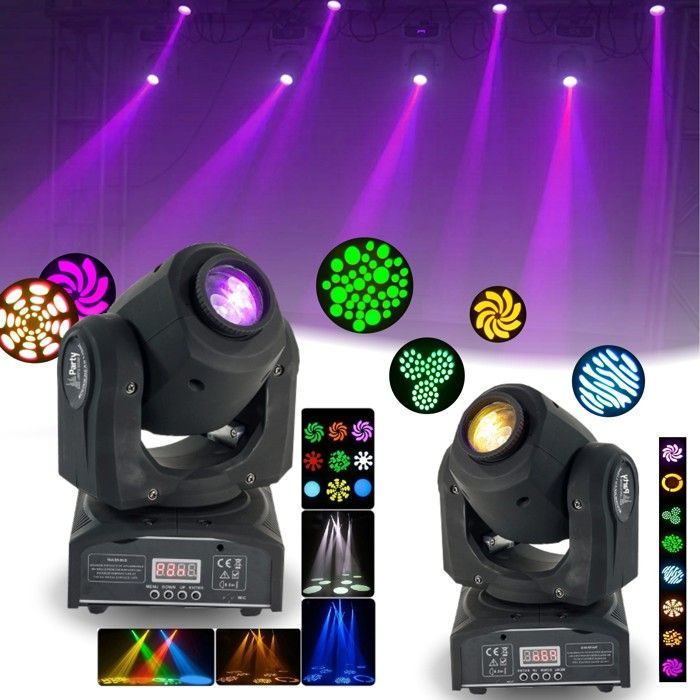 Kit luci e suoni per feste - Party-Spot7 - LED bianchi - Gobo e dischi colorati