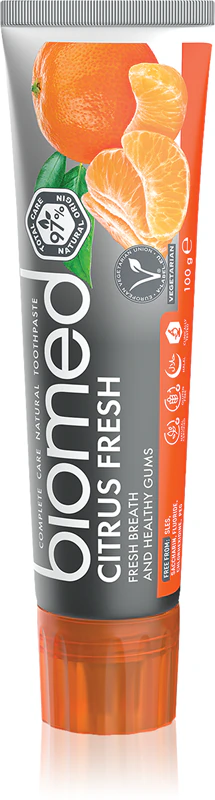 Biomed Citrus Fresh -ikeniä suojaava hammastahna
