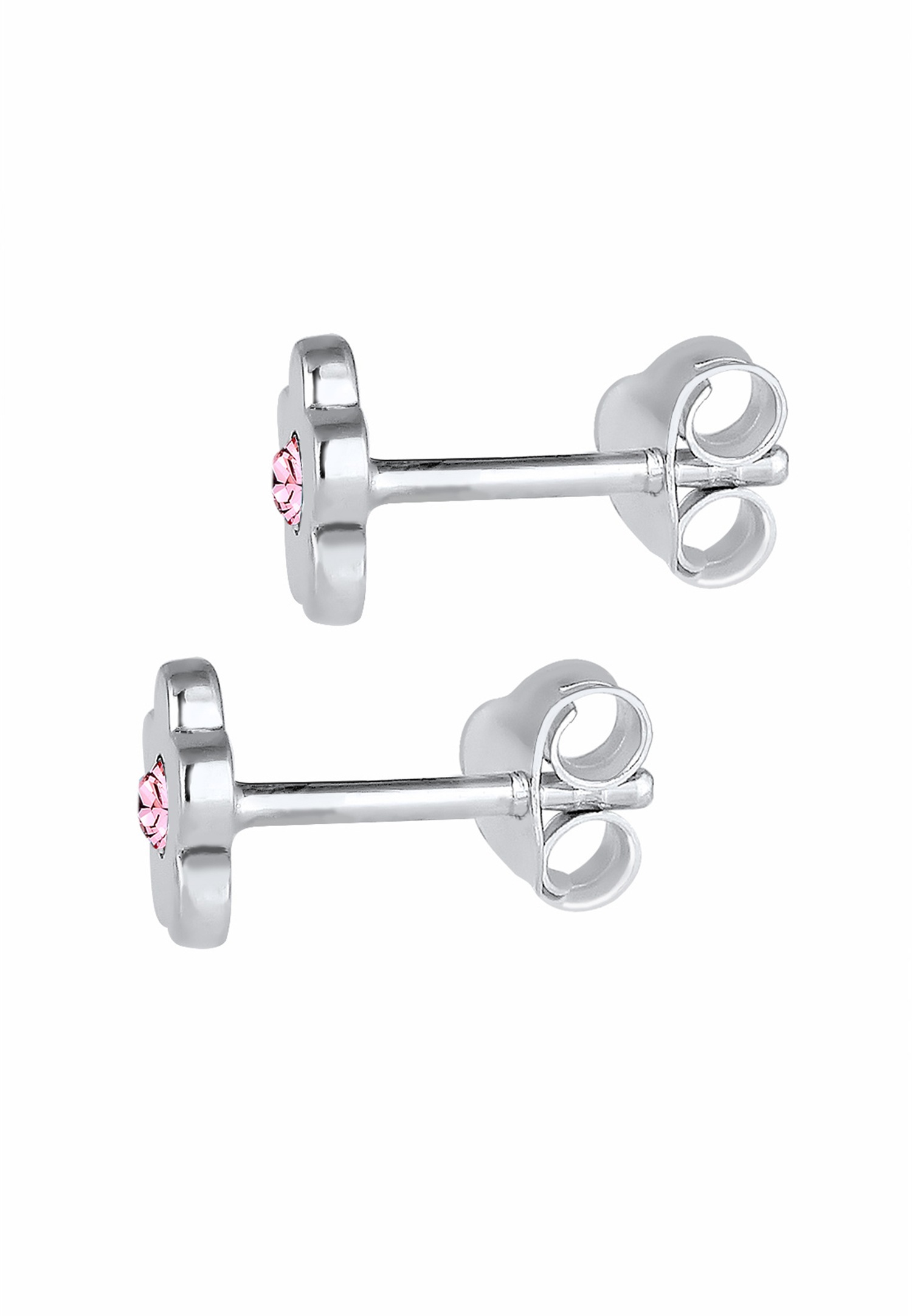Elli Enfants Clous d'oreilles Fleur Symbole avec Cristal rose en Argent Sterling 925