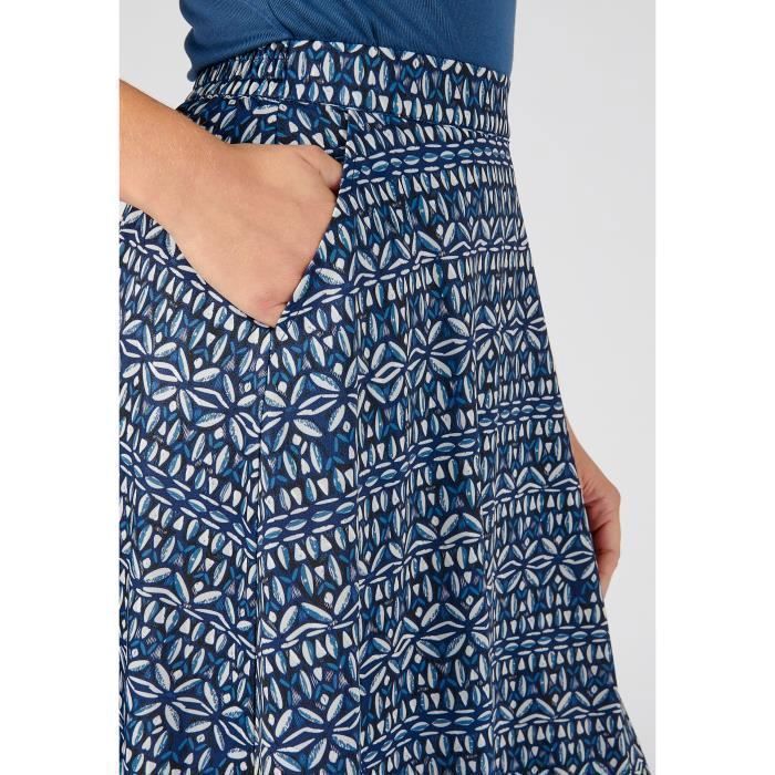 Damart - Stretch crêpe gebreide rok - Etnische marineblauwe kleur