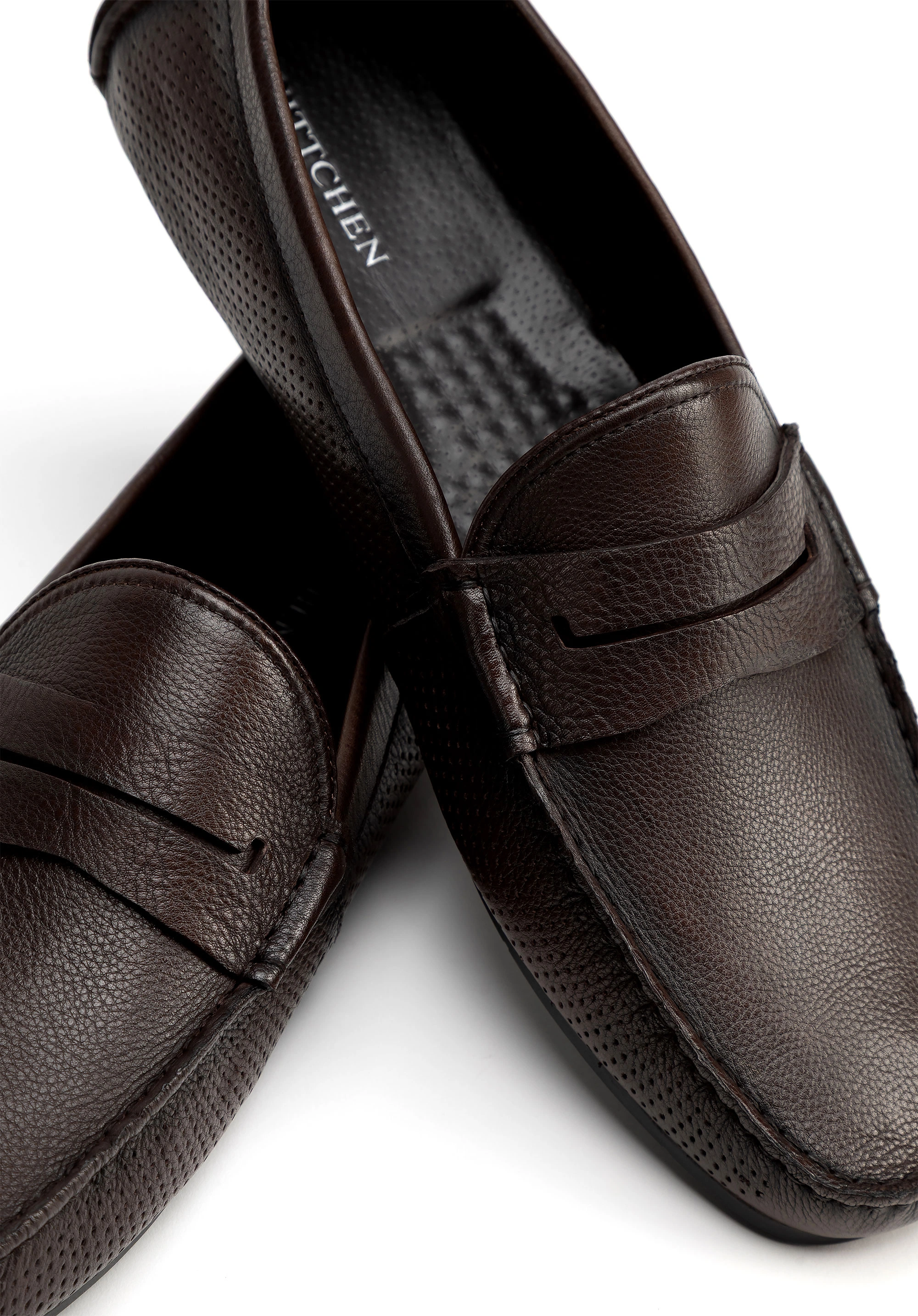 Męskie półbuty slip-on ze skóry brązowe