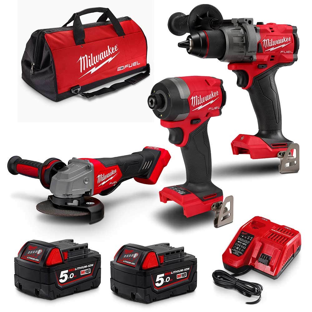 Conjunto de 3 peças MILWAUKEE 18V FUEL™ 2 x 5,0 Ah M18FPP3A3502B