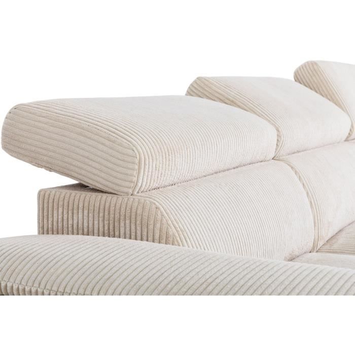 DAYTONA 5-6 seater panoramic corner sofa bed - Beige corduroy - With storage - W 326 x H 94 x D 216 cm