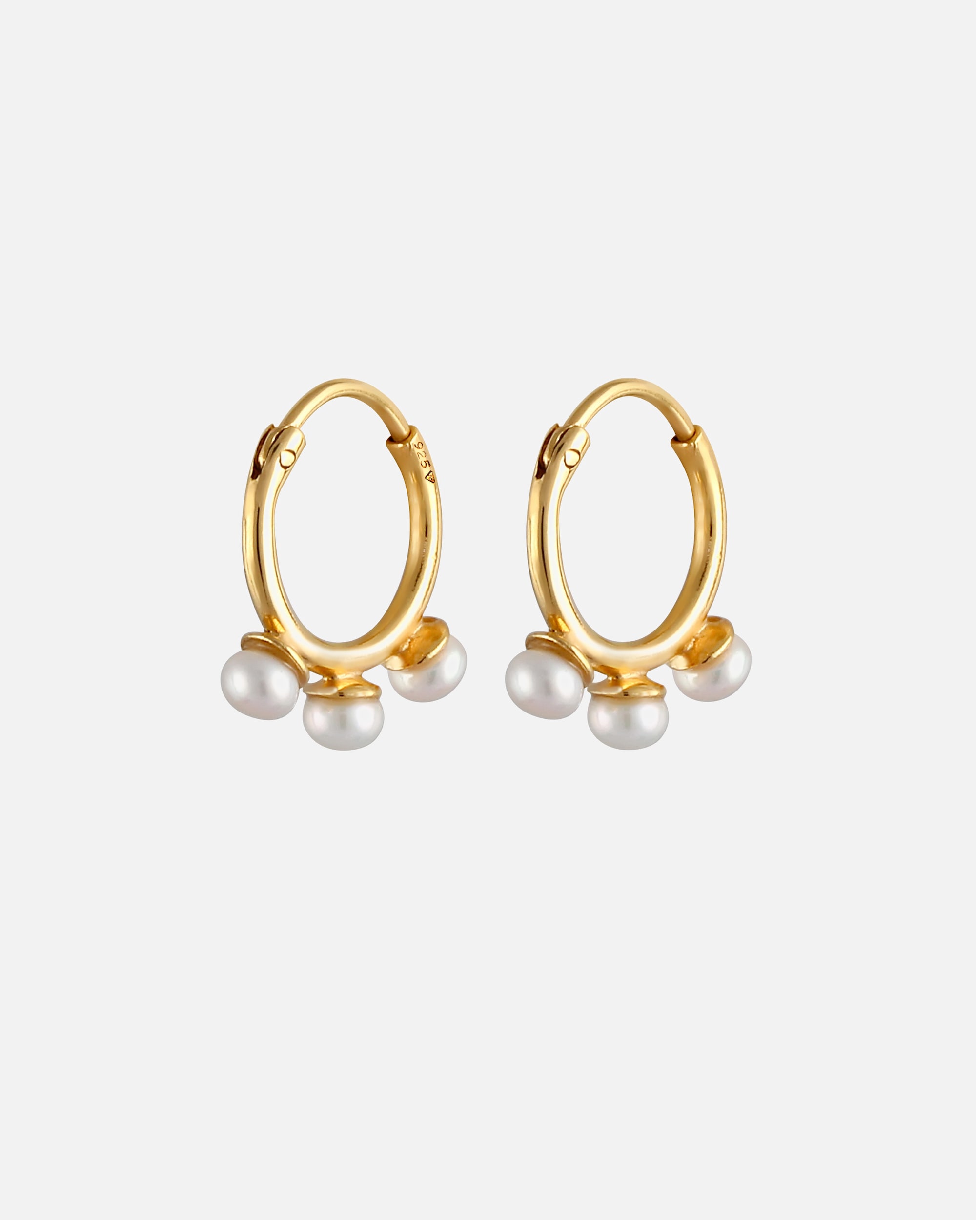 Elli PREMIUM Créoles élégantes pour Dames avec des perles de culture d'eau douce en 925/1000 argent massif et plaqué or