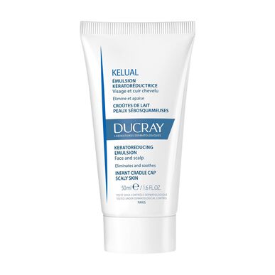 Ducray Kelual Keratoreducating Emulsion Beroligende hudpleie for ansikt og hodebunn, babyhud, emulsjon med vuggehette, 50 ml 50 ml