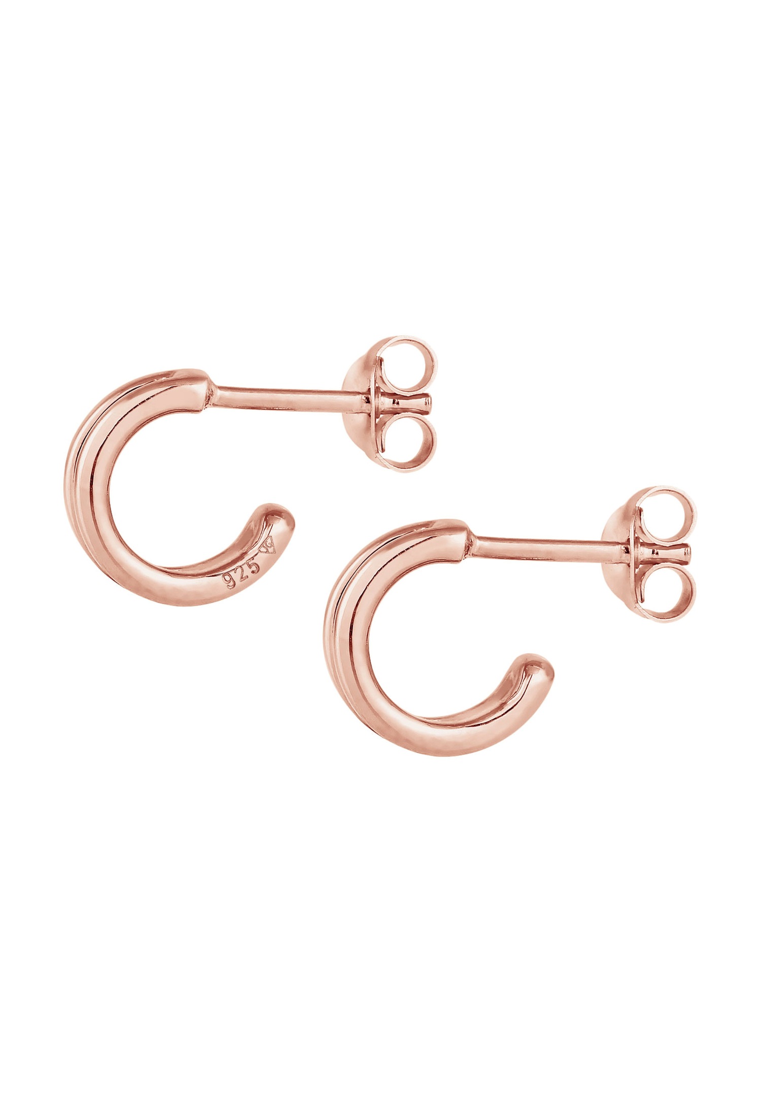 Elli Mesdames Créoles Mini Basic Minimal Tendance en argent sterling 925 plaqué or rose