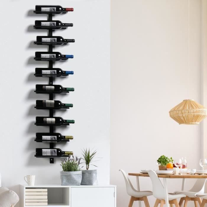 Yaheetech Metal Wall-Mounted Wine Rack for 10 Bottles, Wine Cellar, Restaurant, Home, 126cm, Black