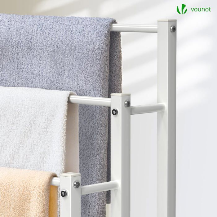 Suporte de toalhas de chão VOUNOT® - Suporte de 3 níveis - Metal - Branco