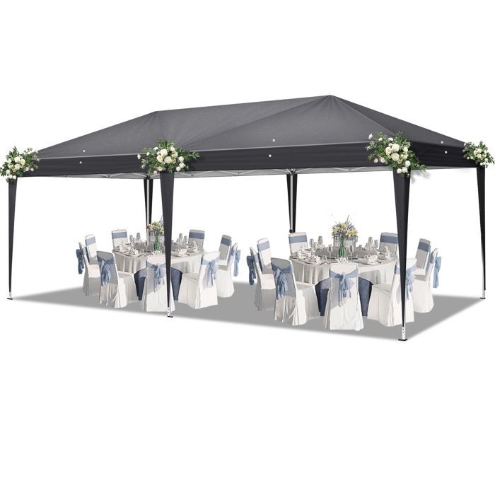 Gazebo da giardino Alightup, 3 x 6 m, pieghevole, altezza regolabile, impermeabile, protezione UV, grigio.