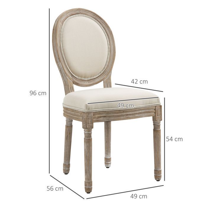 Ensemble de chaises de salle à manger - HOMCOM - Bois de caoutchouc - 49x56x96cm - Beige
