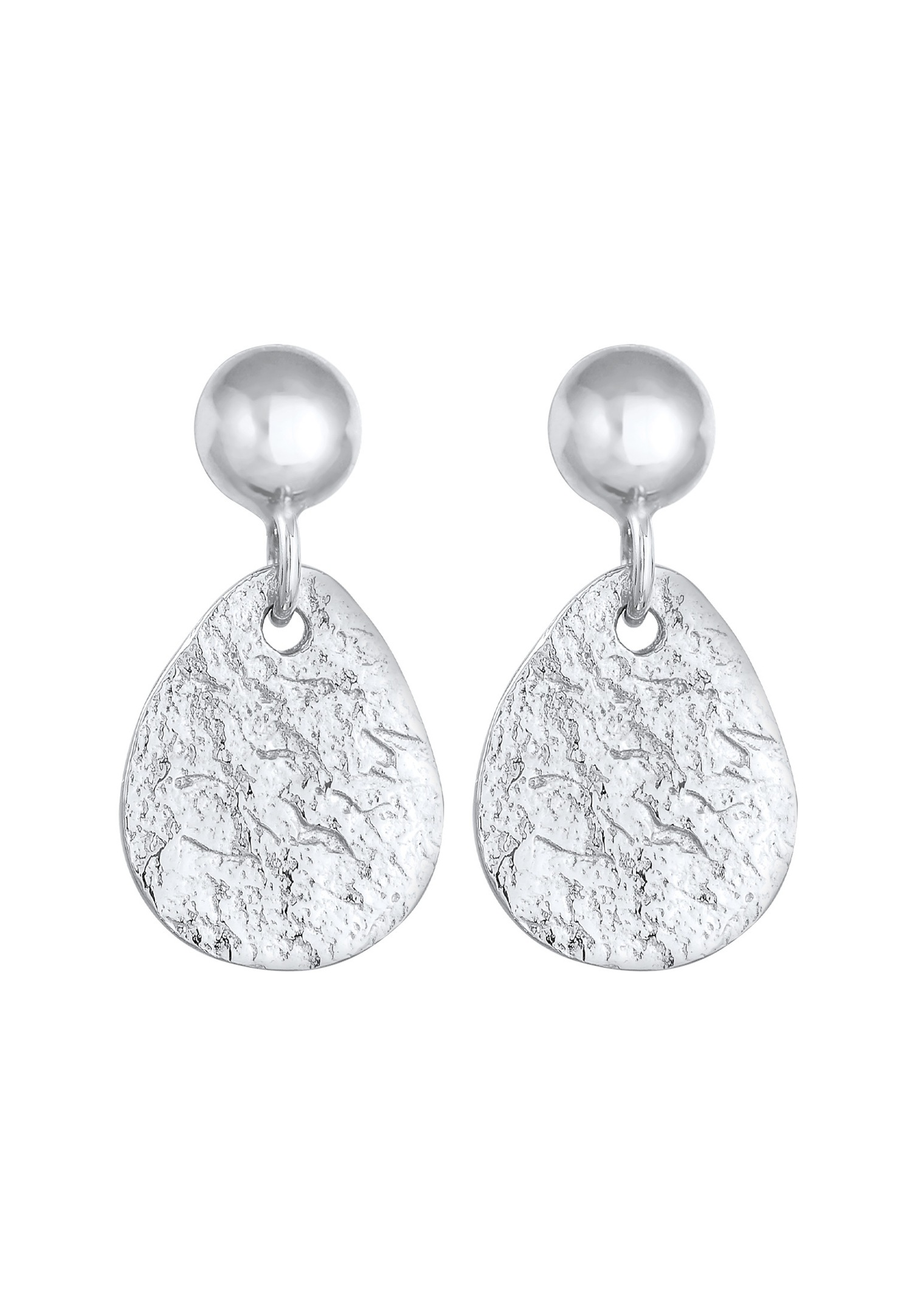 Elli Pendentifs d'oreilles pour femmes Goutte plaque structurée en argent sterling 925
