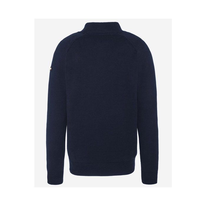 Suéter masculino azul-marinho com zíper 1/4 da Schott Plali