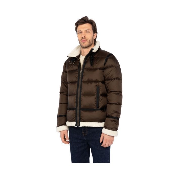 Jaqueta de plumas masculina Schott Ref 64100 marrom