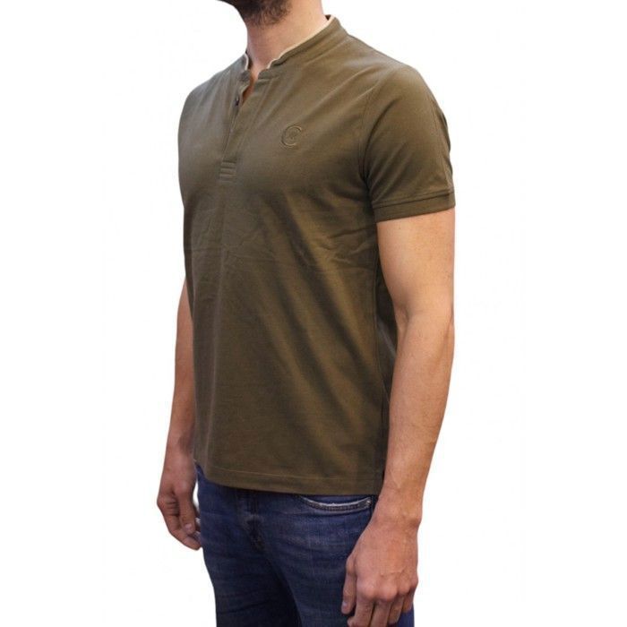 Cerruti 1881 Short-sleeved mandarin collar polo shirt New Firenza Khaki Men
