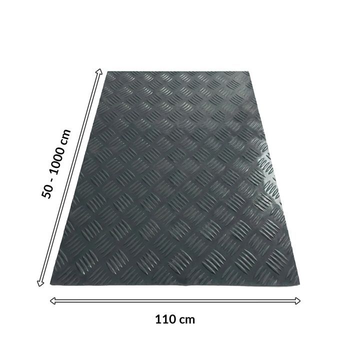 PVC flooring with a ribbed sheet metal effect, dark grey, 110 x 500 cm