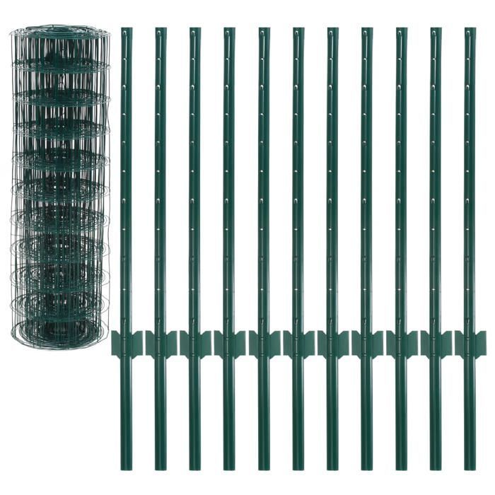 vidaXL Euro Fence Set 20x0.8 m Malla de acero verde para jardín 142810