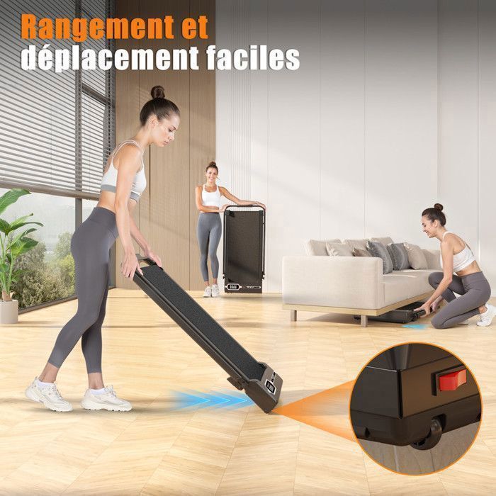 Tapis roulant pieghevole 3 in 1 con inclinazione del 5% - Tapis roulant elettrico - Velocità di camminata 1-8 km/h - Motore da 2,5 HP - con telecomando