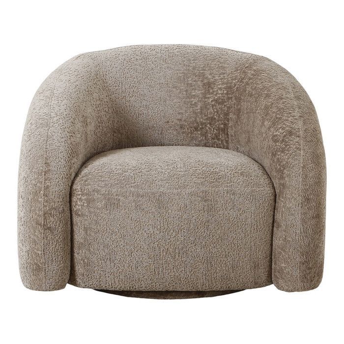 BUBBLE - Sillón giratorio en tela de terciopelo texturizado color beige
