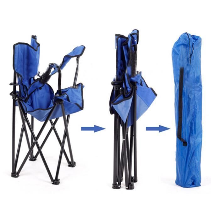 MENGDA Outdoor Folding Chair - Black - For camping, beach, barbecue - Cup holder and storage bag