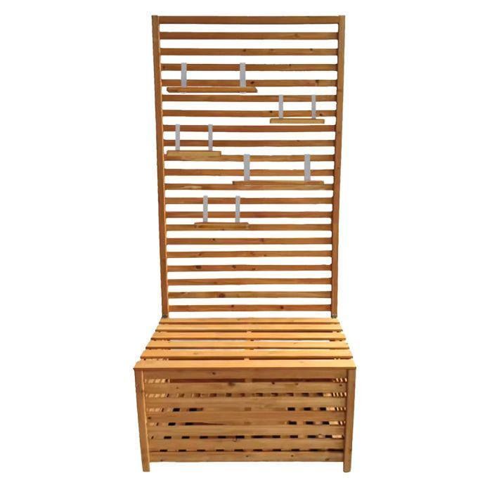 Cassapanca da giardino con ripiani - Divit GR1 - Legno di abete - Panchina integrata - 80×40×170 cm